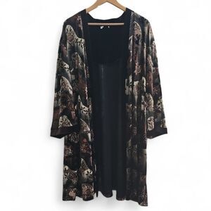 R&M Richards Velvet Vintage Floral Duster Jacket Women’s Plus 3x Romantic Gothic